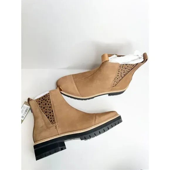 TOMS Dakota Chelsea Ankle Boots Size 9 Tan Animal Print Water Resistant Leather - Picture 5 of 7